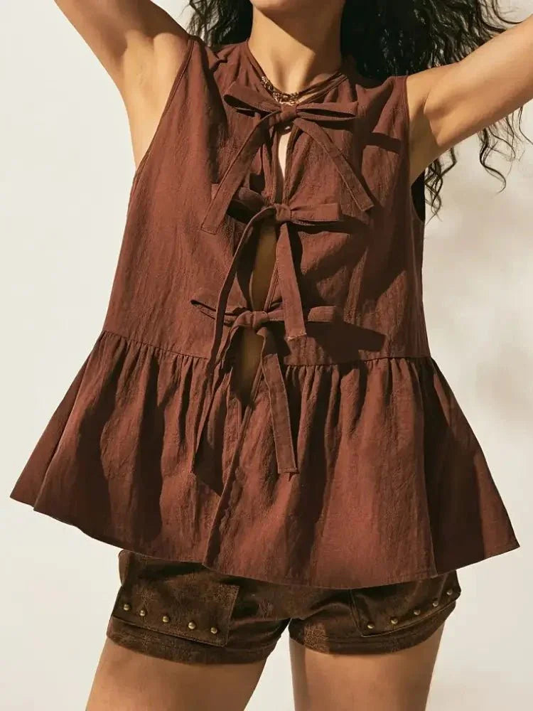 Bow - Tie Peplum Tank Top - Update AvenueTrendsi1001003848558101001003848558103c30aae7 - e643 - 410c - 93c1 - aada023f3725 - Max - OriginBrown