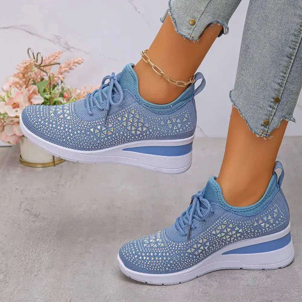 Breathable Mesh Rhinestone Wedge Athletic Sneakers - Update AvenueTrendsi100600479375198100600479375198Breathable Mesh Rhinestone Wedge Athletic SneakersSky Blue