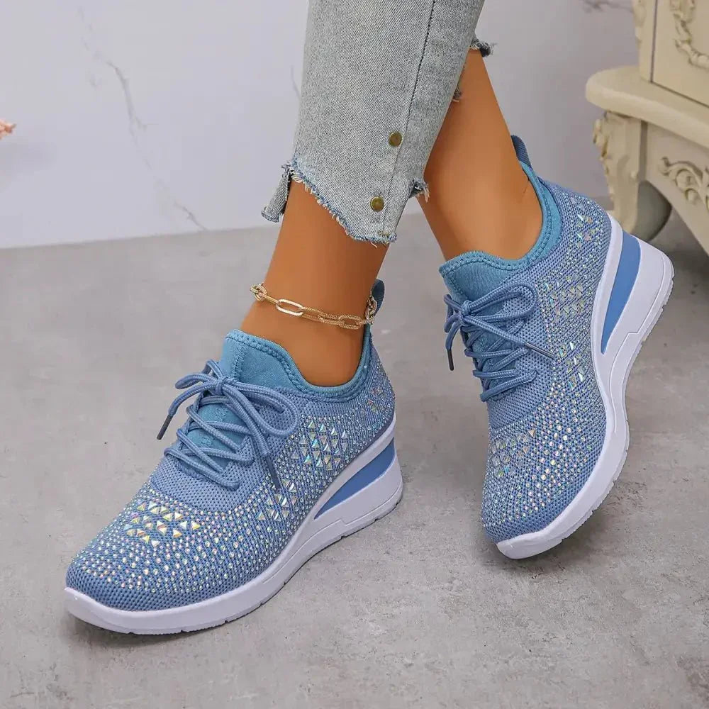 Breathable Mesh Rhinestone Wedge Athletic Sneakers - Update AvenueTrendsi100600479375198100600479375198Breathable Mesh Rhinestone Wedge Athletic SneakersSky Blue