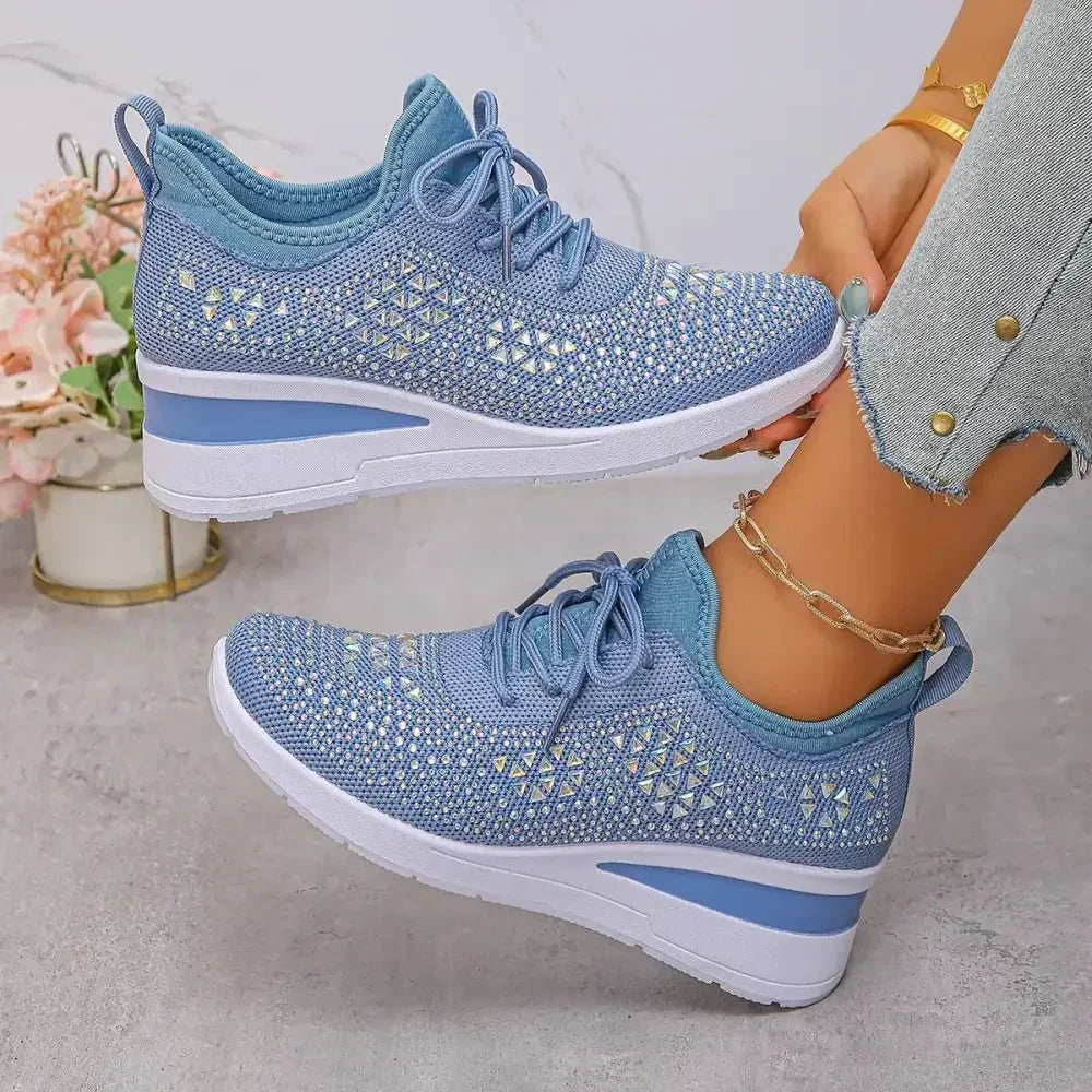 Breathable Mesh Rhinestone Wedge Athletic Sneakers - Update AvenueTrendsi100600479375198100600479375198Breathable Mesh Rhinestone Wedge Athletic SneakersSky Blue