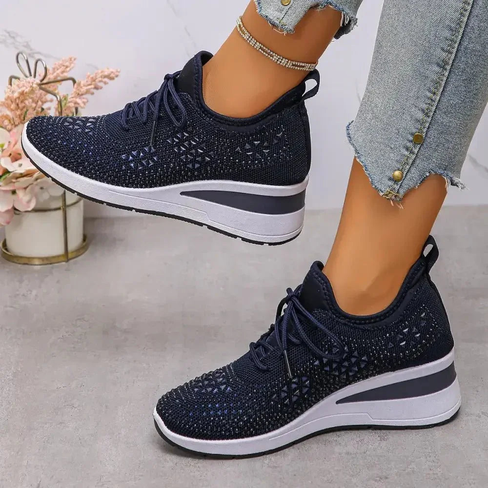 Breathable Mesh Rhinestone Wedge Athletic Sneakers - Update AvenueTrendsi100600479376515100600479376515Breathable Mesh Rhinestone Wedge Athletic SneakersDark Blue