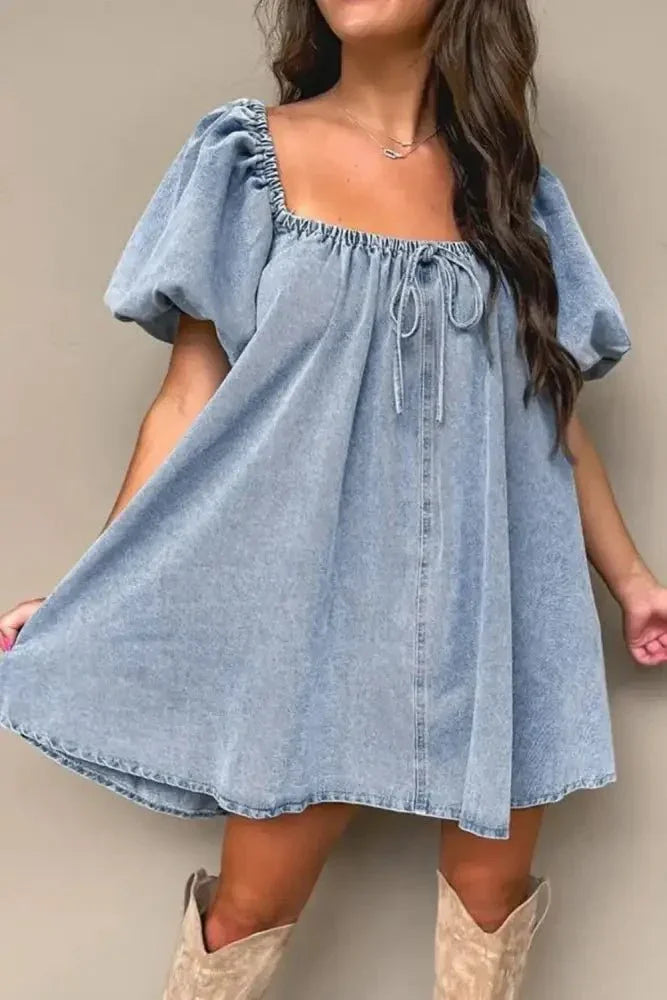 Bubble Sleeve Square Neck Denim Babydoll Dress - Update AvenueDenim Dresses & SkirtsTrendsi1001005349271341001005349271346dc1b729 - 097a - 4035 - a915 - 8250d4e2a054 - MaxMedium