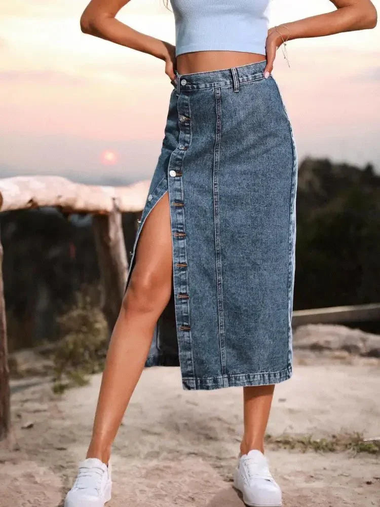 Button Down Denim Skirt - Update AvenueDenim Dresses & SkirtsTrendsi100100360573518100100360573518108cb55018054f54bf8f0233da285bee - MaxNavy