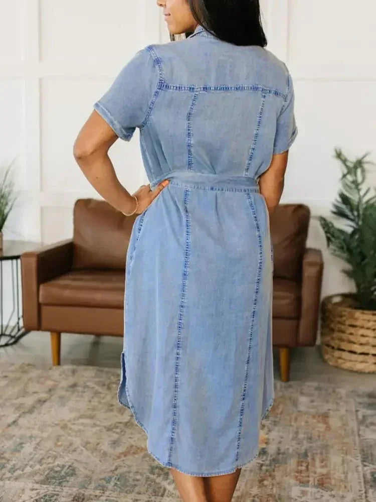 Button Front Short Sleeve Denim Dress - Update AvenueDenim Dresses & SkirtsTrendsi100100123282549100100123282549a614a788 - fc03 - 429e - 8540 - c38c09c445e7 - Max - OriginLight Blue