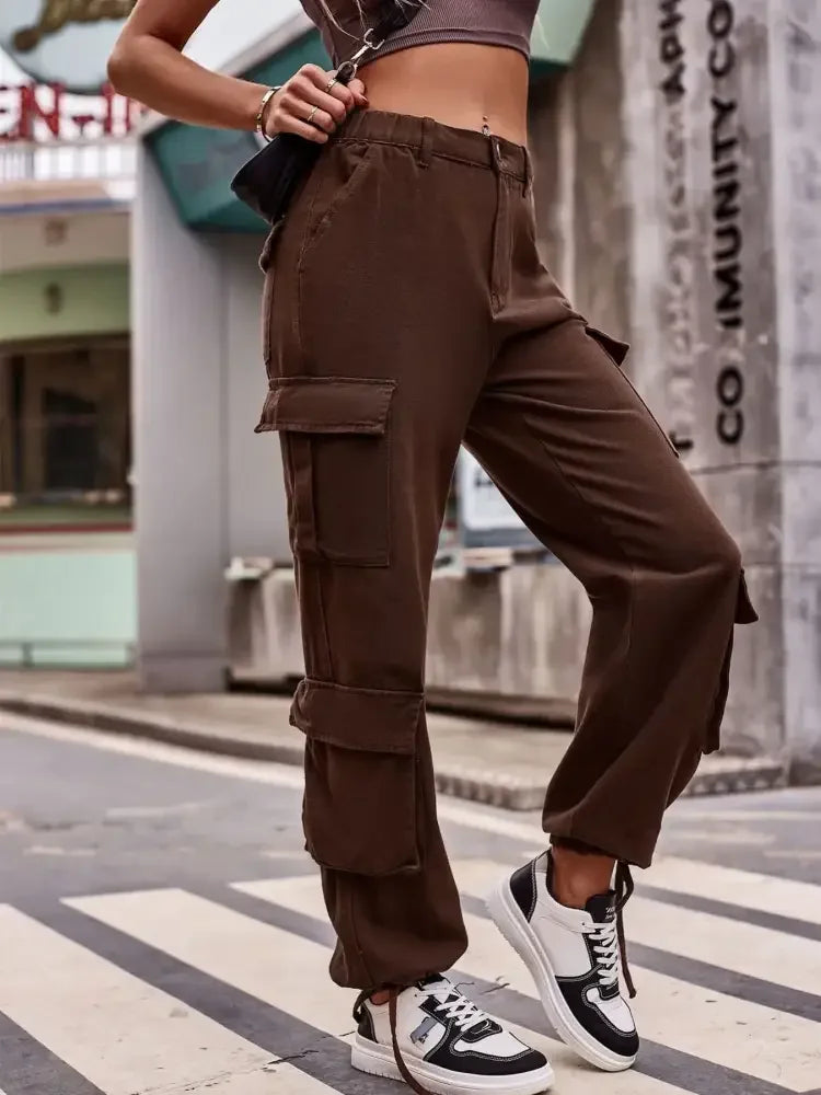 Casual Wide Leg Cargo Jeans