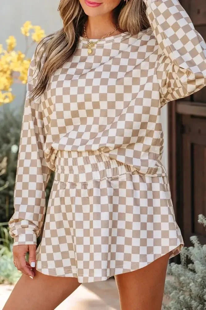 Checkered Long Sleeve Top and Skirt Two - Piece Set - Update AvenueTrendsi100100203622037100100203622037fe224f42 - 835d - 4f7b - 8861 - 8a4e37230694 - Max - OriginKhaki