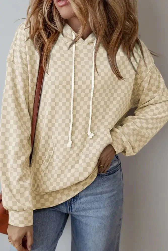 Checkered Print Kangaroo Pocket Drawstring Hoodie - Update AvenueTrendsi100100411144633100100411144633ab209d63 - 07fd - 4bbe - b183 - 944c8bb33815 - MaxKhaki