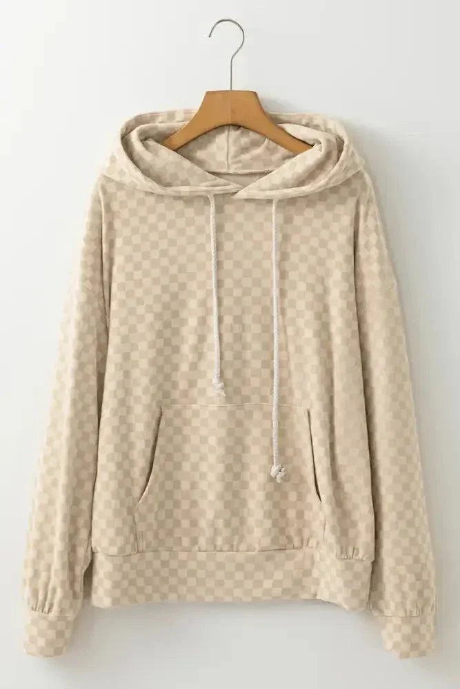 Checkered Print Kangaroo Pocket Drawstring Hoodie - Update AvenueTrendsi1001004111446331001004111446331e8a3eea - 4af2 - 47b7 - 981d - ebfa8e4e3ed6 - MaxKhaki