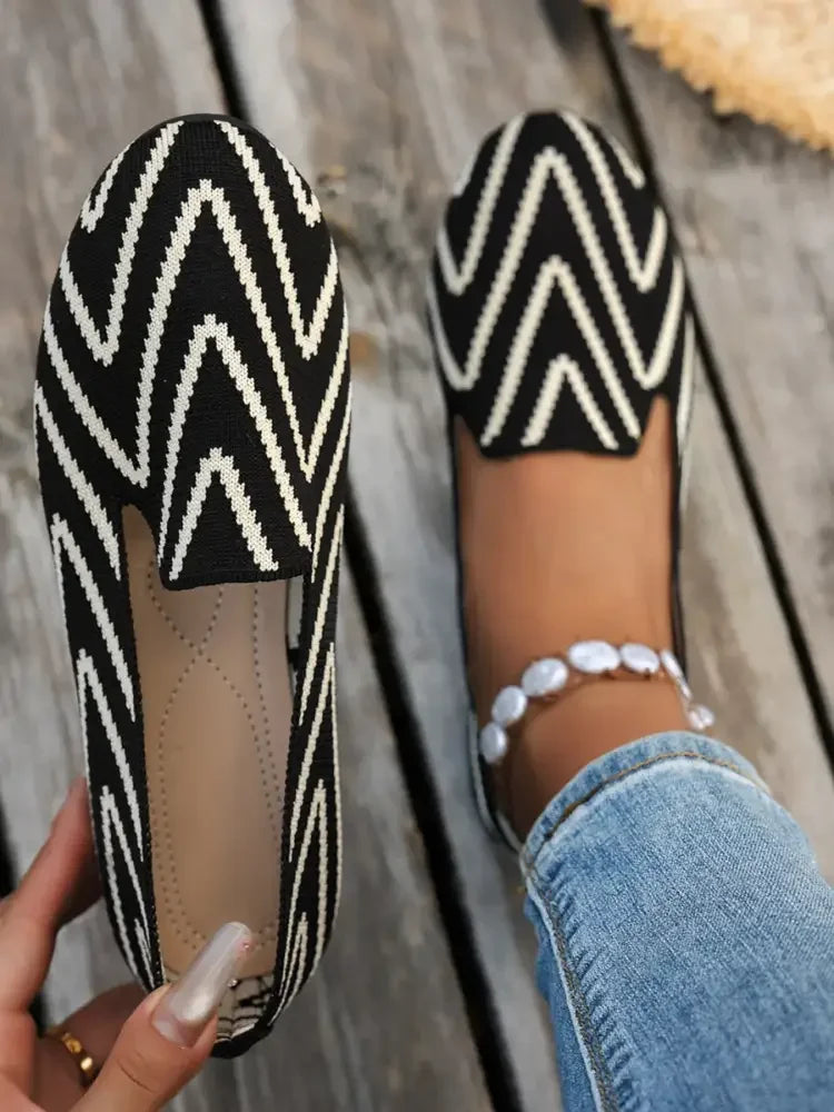 Chevron Pattern Flat Slip-Ons