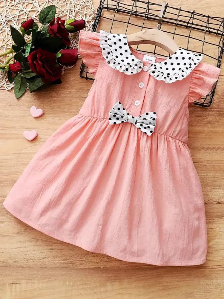 Children's Bow Peter Pan Collar Ruffle Sleeve Dress - Update AvenueKidsTrendsi1003007999614231003007999614236243af01 - ba24 - 4573 - 99b8 - e4e00a2a650e - MaxWatermelon pink
