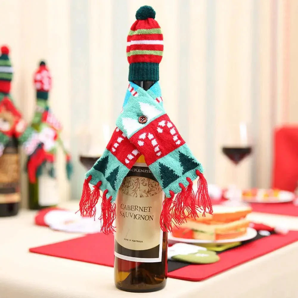 Christmas Hat and Scarf Wine Bottle Decoration - Update AvenueHome Decor AccentsTrendsi101400719393822101400719393822Christmas Hat and Scarf Wine Bottle DecorationStyle C