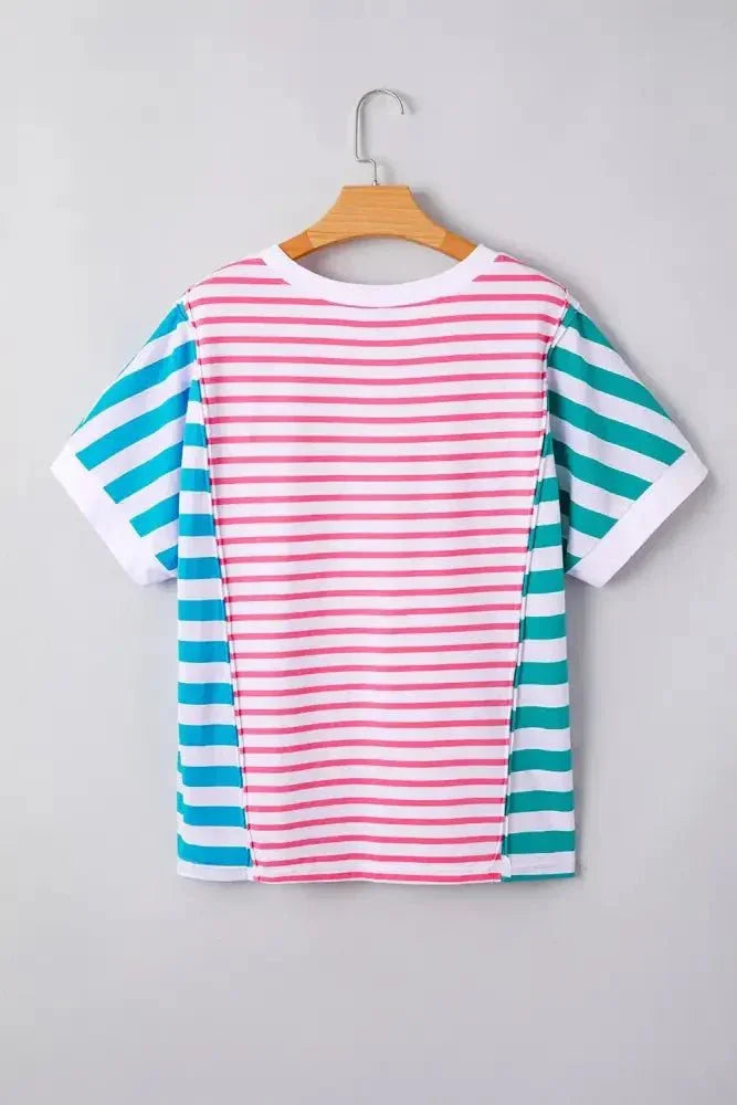 Color Block Striped Batwing Sleeve T-Shirt - Update AvenueT-ShirtsTrendsi100100883871229100100883871229d0ba55b9 - c1e1 - 41e4 - 96a9 - 6cc7a60a027c - Max - OriginPink