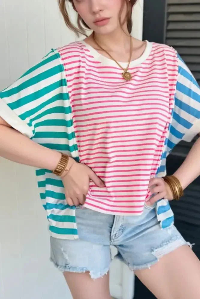 Color Block Striped Batwing Sleeve T-Shirt - Update AvenueT-ShirtsTrendsi1001008838712291001008838712290be702db - 36a3 - 4996 - 8265 - fdd9d77cd01f - Max - OriginPink