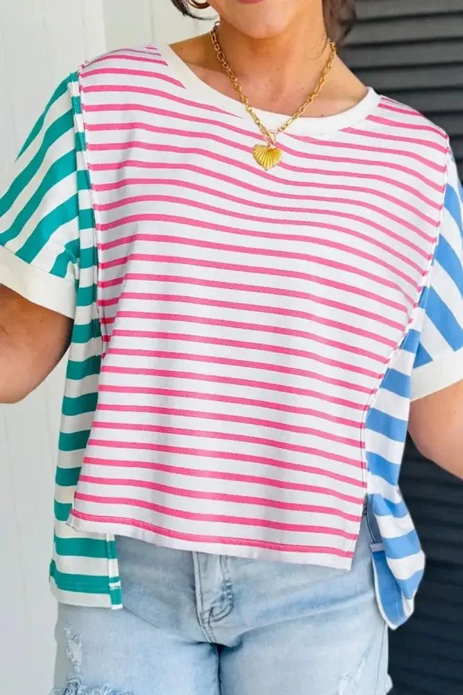 Color Block Striped Batwing Sleeve T-Shirt - Update AvenueT-ShirtsTrendsi100100883871229100100883871229f7d42591 - 4518 - 471c - 949c - 74a6134967a4 - Max - OriginPink
