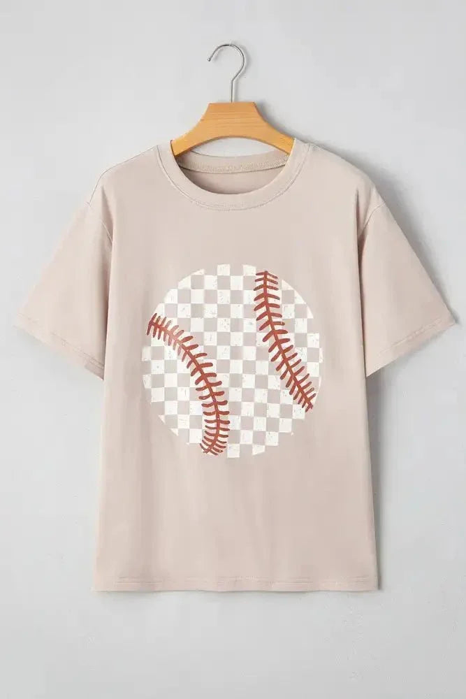 Contrast Checkered Baseball Graphic Round Neck Short Sleeve T-Shirt - Update AvenueTrendsi100100419479451100100419479451b92bb4c2 - 85d7 - 46da - 95d8 - dd9e624fe518 - MaxDust Storm