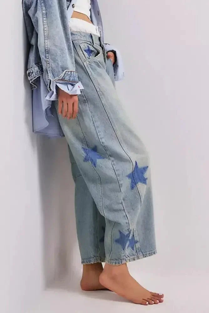Contrast Star Wide Leg Jeans - Update AvenueHonor the Stars and StripesTrendsi1001009833077651001009833077658df2327a - c493 - 47cb - a519 - d287d78fdbe1 - MaxLight