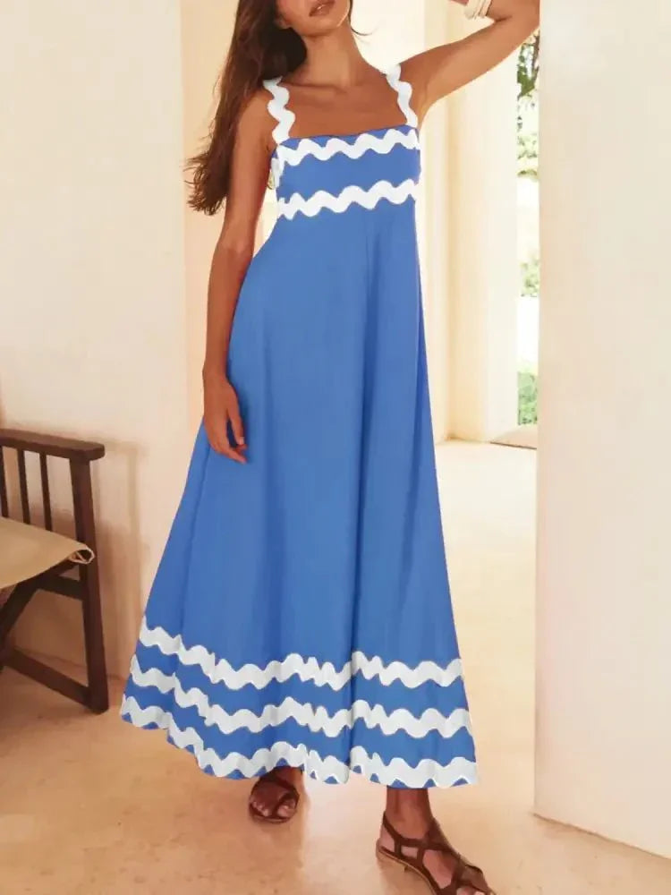 Contrast Trim Square Neck Maxi Cami Dress - Update AvenueBoho VibesTrendsi1001006705151841001006705151848ab04926 - 89b6 - 4377 - ab9a - 40893bbd5ed6 - Max - OriginBlue/white