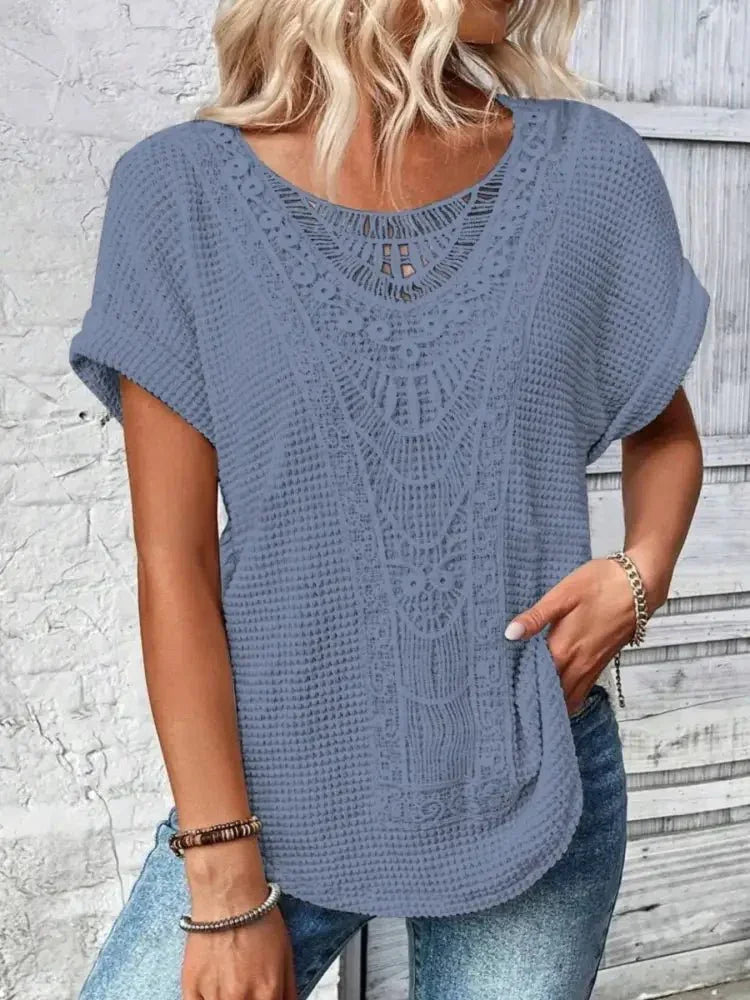Crochet Lace Short Sleeve Casual T-Shirt - Update AvenueT-ShirtsTrendsi100100253470615100100253470615a61e4136 - a0bc - 4c57 - 9d1a - 08f589789c24 - Max - OriginPink