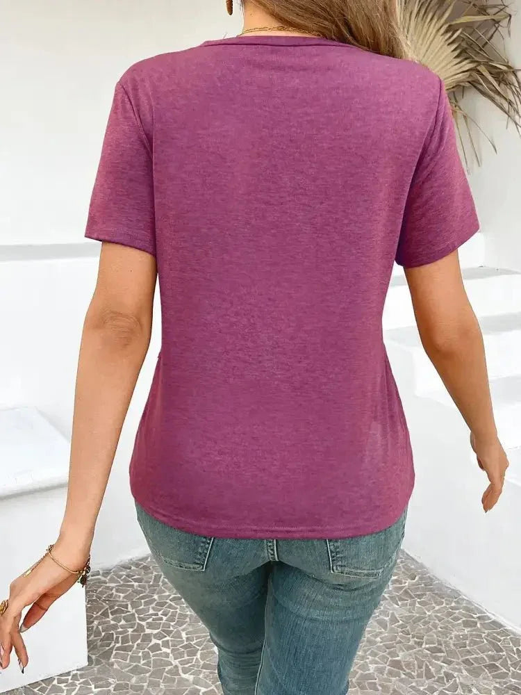 Cross Line Detail Round Neck T-Shirt - Update AvenueT-ShirtsTrendsi100100962363901100100962363901a19368eeb95443019eac874906828c3b - Max - OriginFuchsia
