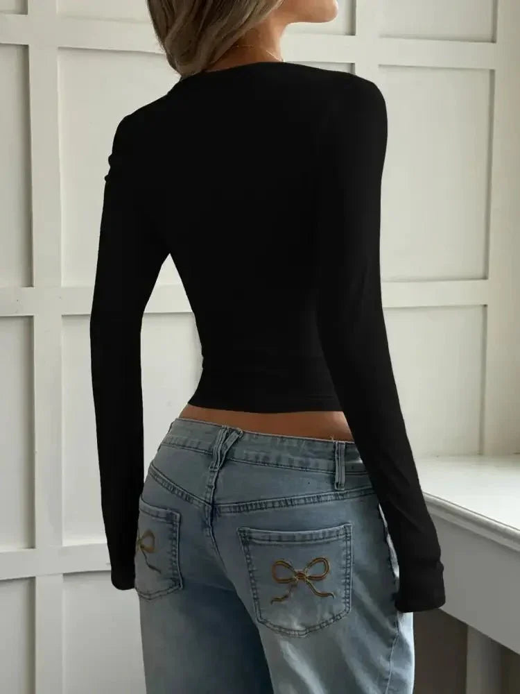 Cut - Out Long Sleeve Crop T-Shirt - Update AvenueT-ShirtsTrendsi1001001918902891001001918902892cf3274b7b074674aa51e8175f1d671a - Max - OriginBurgundy