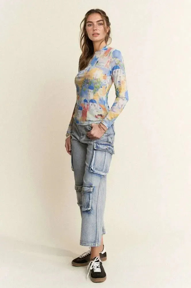 Davi & Dani Multi Printed Mesh Round Neck Long Sleeve Top - Update AvenueT-ShirtsTrendsi100100867731877100100867731877469e117865184c248cee1a448bc1ca87 - Max - OriginCOBALT MULTI