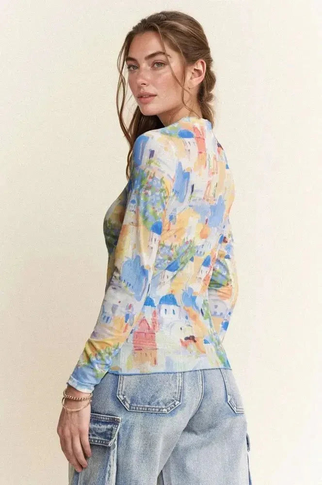 Davi & Dani Multi Printed Mesh Round Neck Long Sleeve Top - Update AvenueT-ShirtsTrendsi10010086773187710010086773187700c54fcda02a4acfadf2adff12dcdc71 - Max - OriginCOBALT MULTI