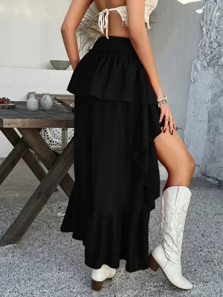 Devine High - Low Ruched Layered Skirt - Update AvenueVacation StyleTrendsi10010081738132710010081738132797a6e36b - f4f8 - 4d43 - 9204 - 44730694eaba - MaxBlack