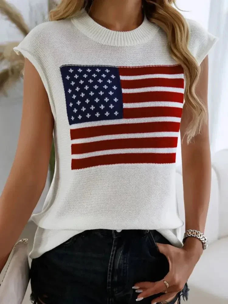 Devine US Flag Round Neck Sweater Vest - Update AvenueHonor the Stars and StripesTrendsi100100903261513100100903261513d260db36 - 9eb0 - 465b - 9aa3 - a86673fea637 - MaxWhite