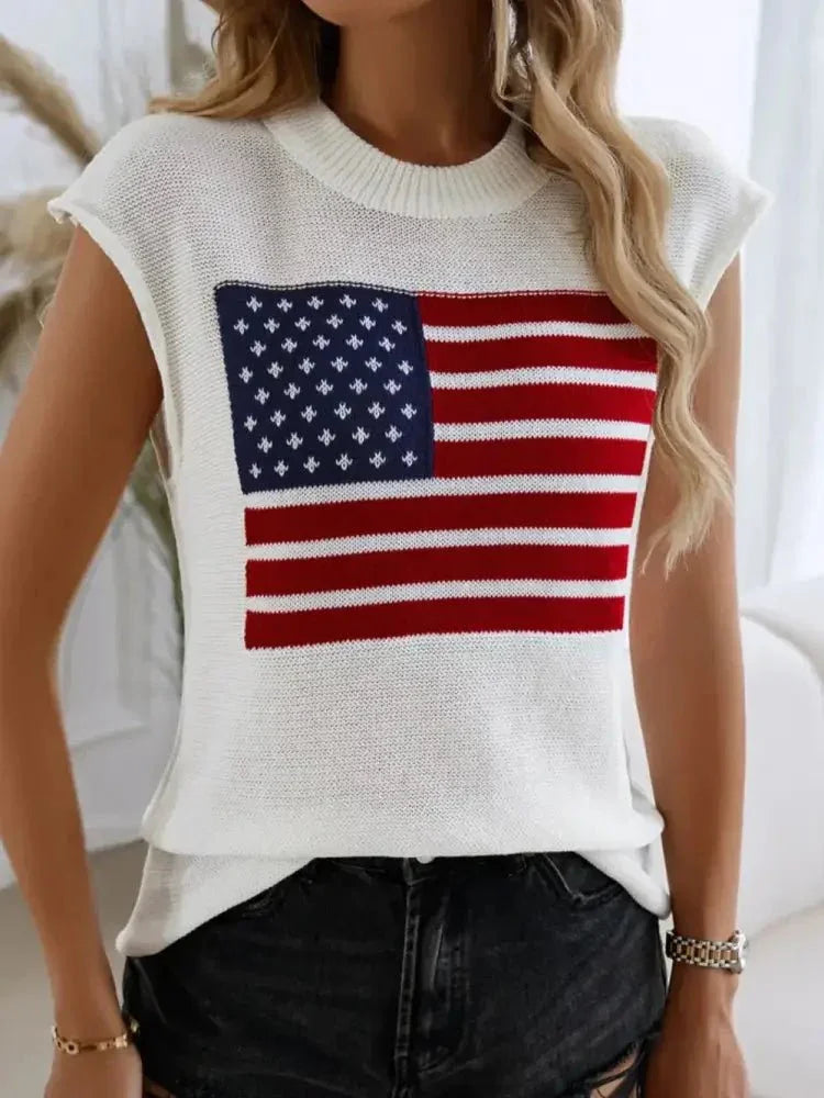 Devine US Flag Round Neck Sweater Vest - Update AvenueHonor the Stars and StripesTrendsi100100903261513100100903261513fe3db46e - dadc - 4399 - 94ff - 0c845df2f317 - MaxWhite