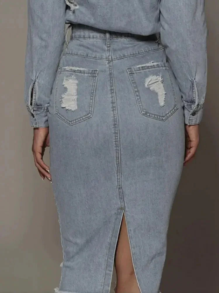 Distressed Slit Denim Skirt - Update AvenueDenim Dresses & SkirtsTrendsi100100853897663100100853897663bc9f4c986d7b4fbea3c5eb0112f5bad9 - MaxLight