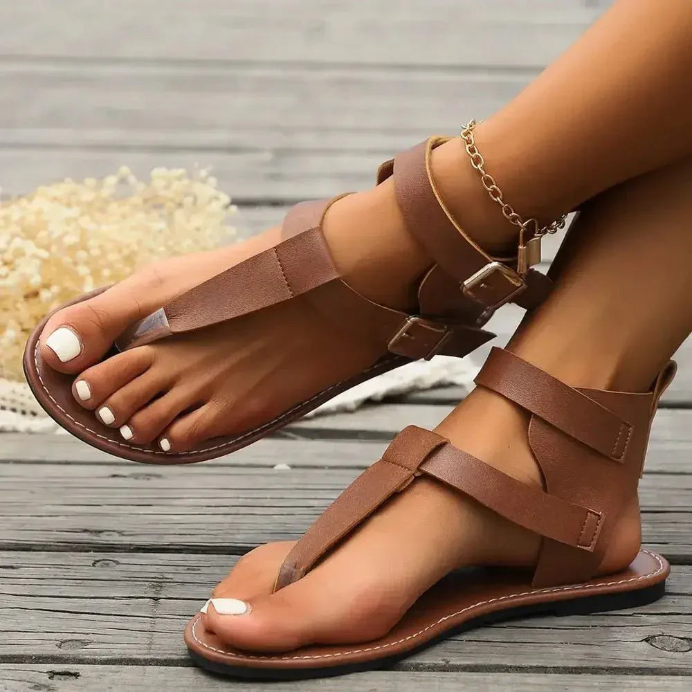 Double Buckle Toe Post Flats Sandals - Update AvenueFestival VibesTrendsi100600429491731100600429491731f10af23c - 21ba - 47bc - 967c - 37f2e4c72082 - MaxBrown