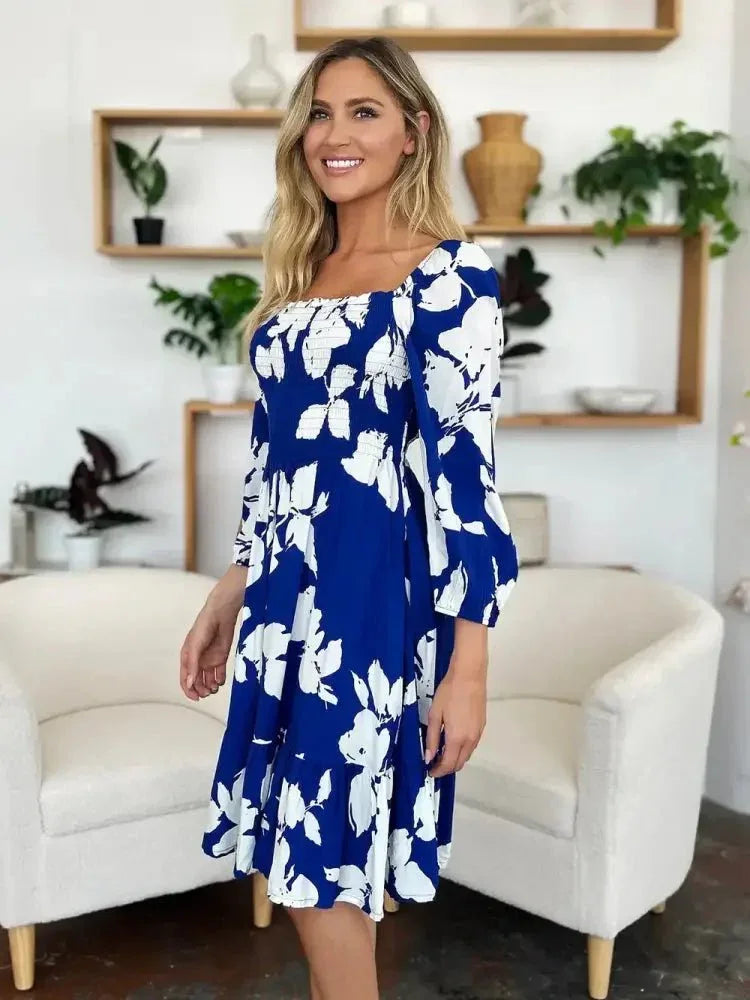 Double Take Full Size Floral Ruffle Hem Smocked Dress with Pockets - Update AvenueVacation StyleTrendsi100100451787879100100451787879ea3fa638 - 15ea - 41f0 - a859 - 2ff9795a384f - MaxRoyal Blue