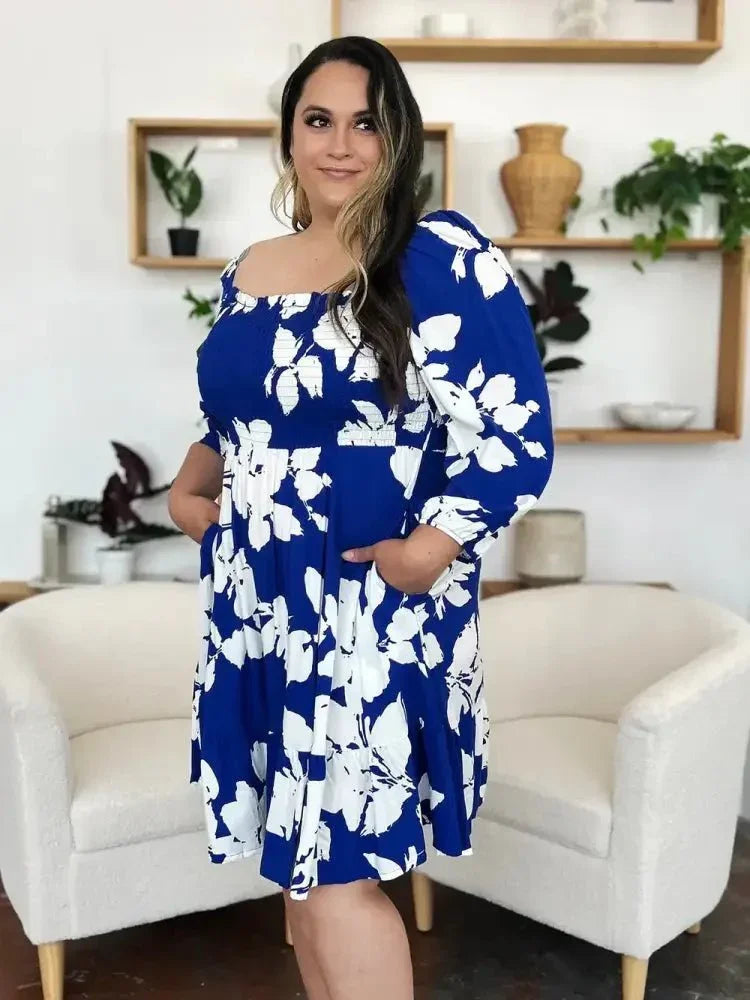 Double Take Full Size Floral Ruffle Hem Smocked Dress with Pockets - Update AvenueVacation StyleTrendsi100100451787879100100451787879e38e8f3f - 1345 - 47c6 - 928a - 694df5dd4ee1 - MaxRoyal Blue