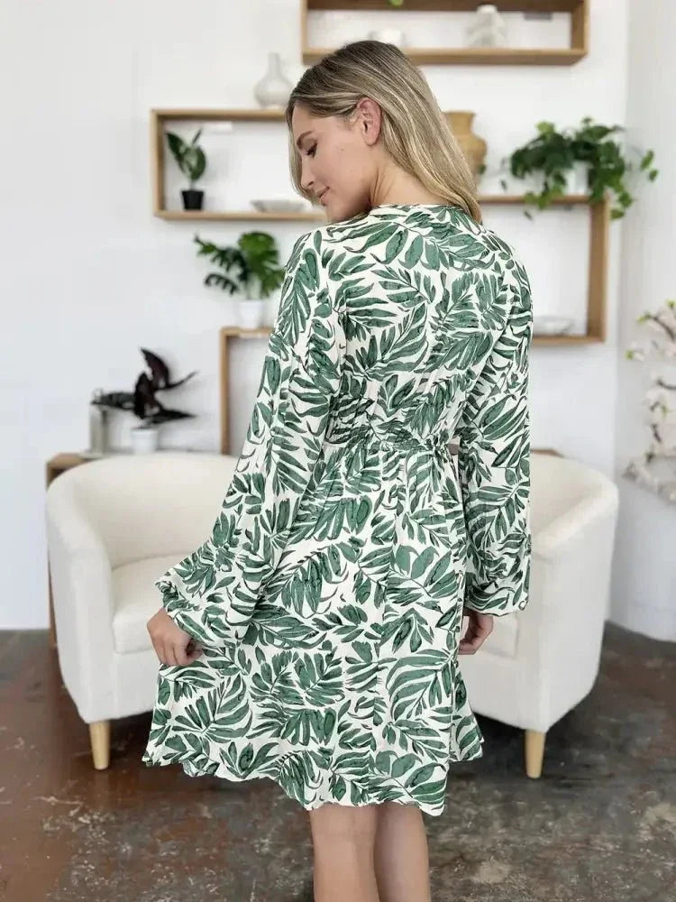 Double Take Full Size Printed Ruched Balloon Sleeve Dress - Update AvenueVacation StyleTrendsi100100677803164100100677803164d79b4b93 - 19a3 - 412c - 805d - 23cd5375464a - MaxLight Green