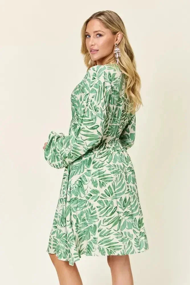 Double Take Full Size Printed Ruched Balloon Sleeve Dress - Update AvenueVacation StyleTrendsi1001006778031641001006778031649234e12f - 7fb7 - 408d - b993 - 4020b9147401 - MaxLight Green
