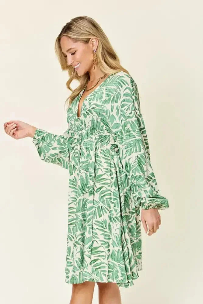 Double Take Full Size Printed Ruched Balloon Sleeve Dress - Update AvenueVacation StyleTrendsi10010067780316410010067780316429d379bd - c408 - 40dd - 858c - 002b19ed1c72 - MaxLight Green