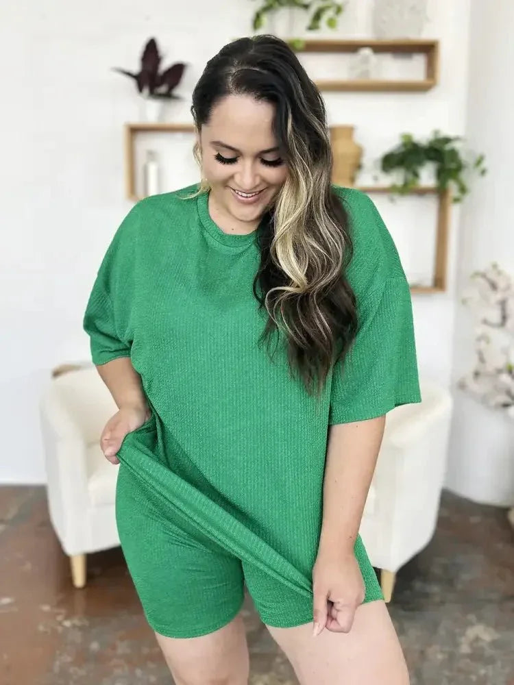Double Take Full Size Texture Round Neck Drop Shoulder T-Shirt and Shorts Set - Update AvenueDaily EssentialsTrendsi100100673813178100100673813178160119bf - a1dd - 468e - b03b - 16d5f63e2032 - MaxMid Green