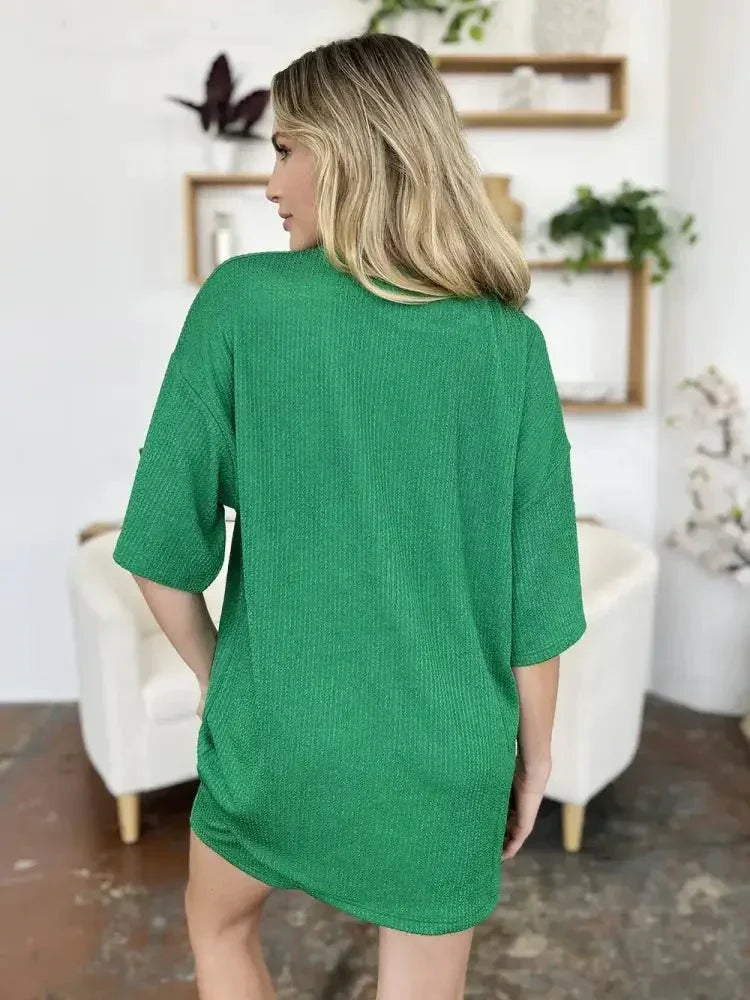 Double Take Full Size Texture Round Neck Drop Shoulder T-Shirt and Shorts Set - Update AvenueDaily EssentialsTrendsi1001006738131781001006738131788d5b3c89 - f26d - 4120 - bcc0 - cee4e6e5d319 - MaxMid Green