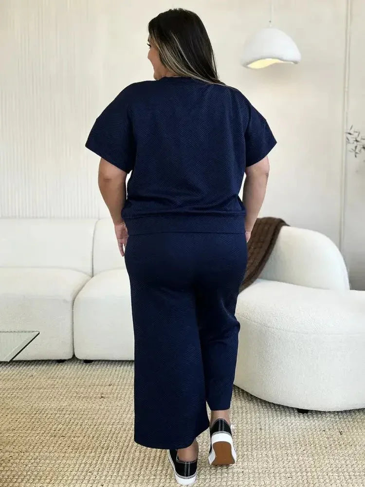 Double Take Full Size Texture Short Sleeve Top and Pants Set - Update AvenueVacation StyleTrendsi100102439211078100102439211078f45befc1 - 1174 - 45a3 - 8807 - bb24ac39d9f6 - MaxNavy