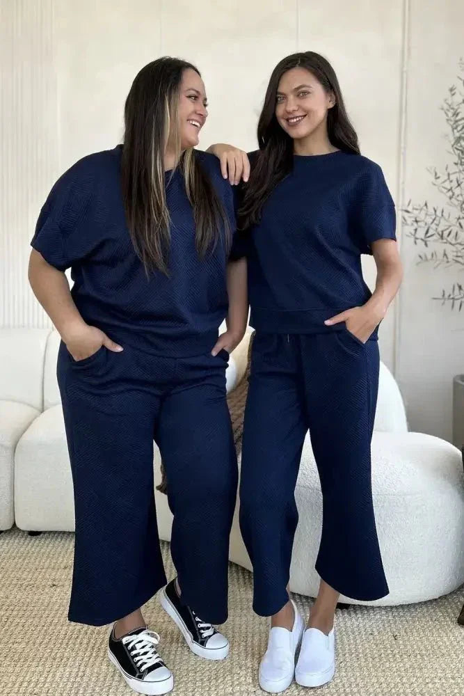 Double Take Full Size Texture Short Sleeve Top and Pants Set - Update AvenueVacation StyleTrendsi100102439211078100102439211078a99c5bfc - b6bd - 4f66 - 87bc - e8098bcf30a3 - MaxNavy