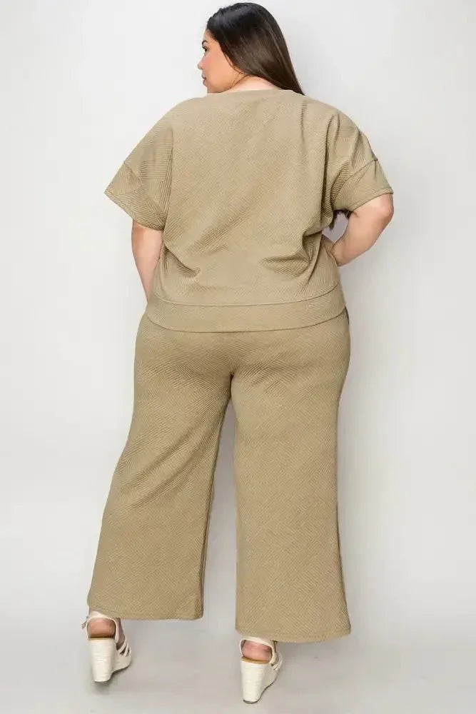 Double Take Full Size Texture Short Sleeve Top and Pants Set - Update AvenueVacation StyleTrendsi1001024392182441001024392182446b107f01 - 860a - 48db - a06c - be4e535b7241 - MaxCamel