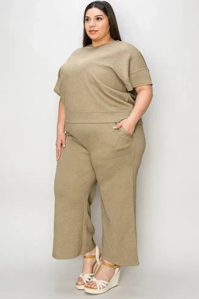 Double Take Full Size Texture Short Sleeve Top and Pants Set - Update AvenueVacation StyleTrendsi100102439218244100102439218244a0192a1a - a6a2 - 435c - be40 - 0a18d2803b99 - MaxCamel