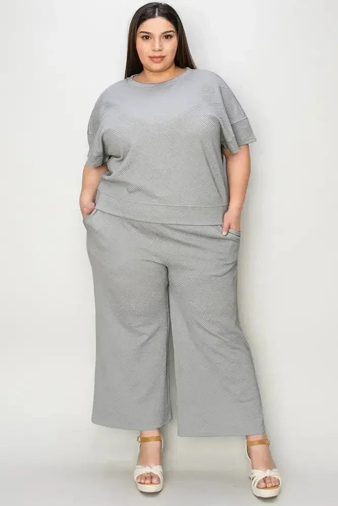 Double Take Full Size Texture Short Sleeve Top and Pants Set - Update AvenueVacation StyleTrendsi1001024392191871001024392191876e314d56 - 8bbf - 4931 - a9dd - c77dfee6c913 - MaxCloudy Blue