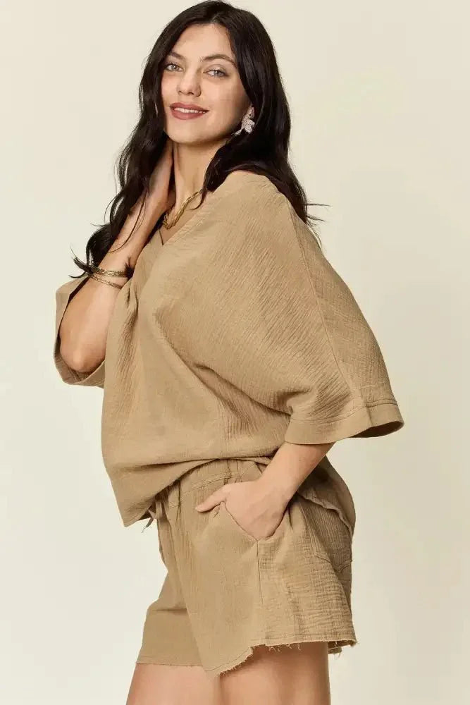 Double Take Texture Half Sleeve T-Shirt and Drawstring Shorts Set - Update AvenueTrendsi100100155636788100100155636788d00e0f67 - 95a0 - 44b4 - b6d7 - 29c38a79836b - MaxKhaki