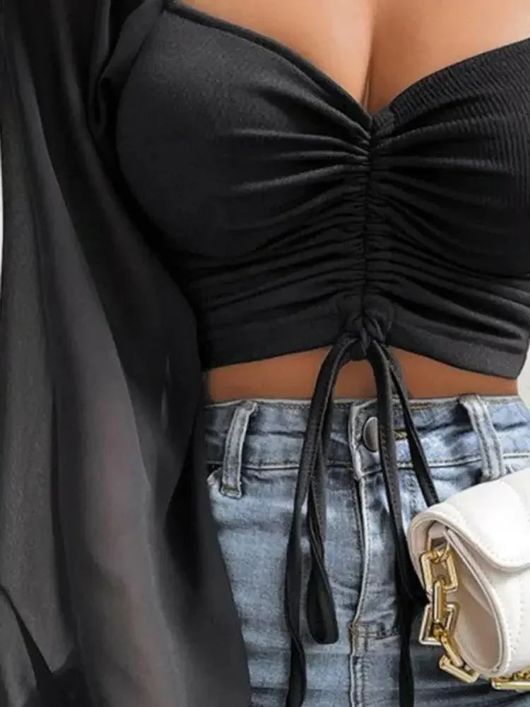 Drawstring Sweetheart Neck Cropped Top - Update AvenueTrendsi1001013713548811001013713548810cbff2441af3454cbfa9175642e8a602 - MaxBlack