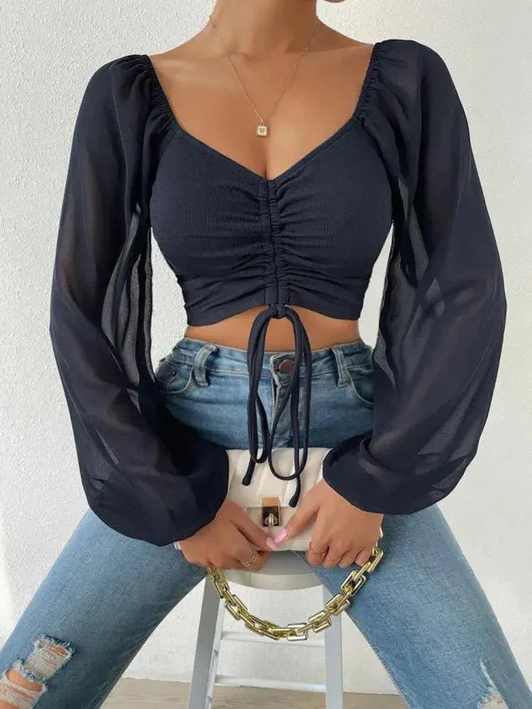Drawstring Sweetheart Neck Cropped Top - Update AvenueTrendsi1001013713583481001013713583486911d5fe2c794e56a951ad1fde79dea6 - MaxDark Navy