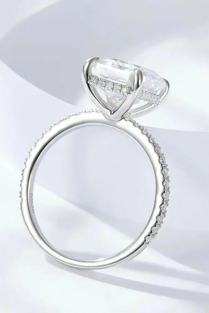 Emerald Cut 4 Carat Moissanite Side Stone Ring - Update AvenueRingTrendsi101300023549010101300023549010Emerald Cut 4 Carat Moissanite Side Stone RingSilver