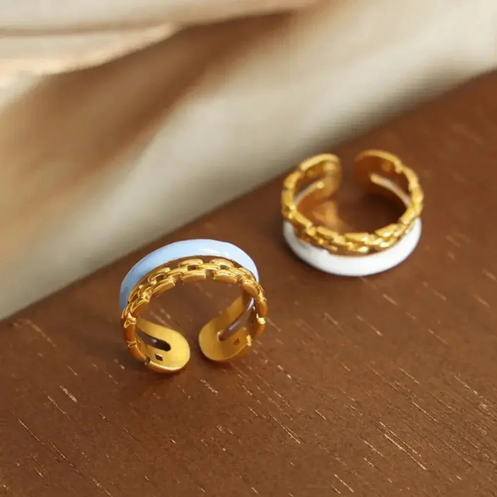 Enamel 18K Gold - Plated Open Ring - Update AvenueRingTrendsi100500934312763100500934312763Enamel 18K Gold - Plated Open RingSilver