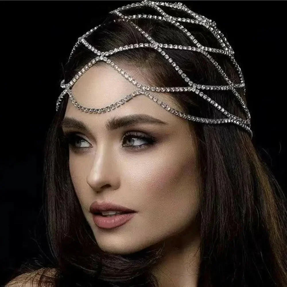 European and American cross - border bridal wedding rhinestone forehead chain mesh headwear headband performance hat jewelry Hairband - Update AvenueUpdate Avenues215352410806001European and American cross - border bridal wedding rhinestone forehead chain mesh headwear headband performance hat jewelry HairbandSilver