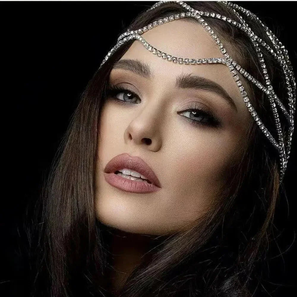 European and American cross - border bridal wedding rhinestone forehead chain mesh headwear headband performance hat jewelry Hairband - Update AvenueUpdate Avenues215352410806001European and American cross - border bridal wedding rhinestone forehead chain mesh headwear headband performance hat jewelry HairbandSilver